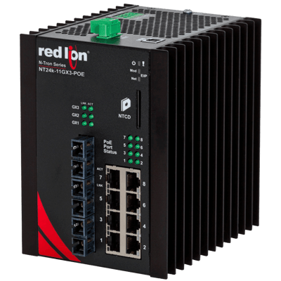 Red Lion Industrial PoE+ Switch, NT24k-11GX3-POE